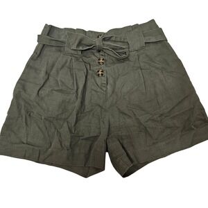 ASOS Cotton High Rise Shorts‎ with Belt 4" Women's Size 4 Green